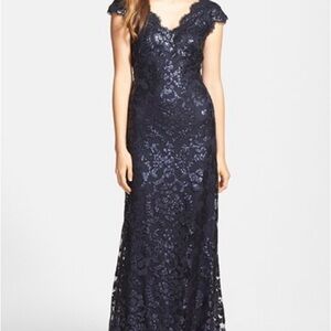 Tadashi Shoji Midnight Blue Lace Maxi Dress